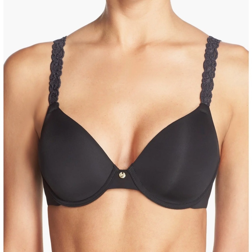 Natori Pure Luxe Underwire T-Shirt Bra Black Size 32DDD Lace